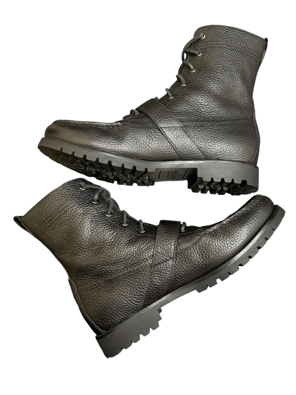 POLO RALPH LAUREN - BLACK ALL LEATHER TEXTURED “RANGER” BOOTS